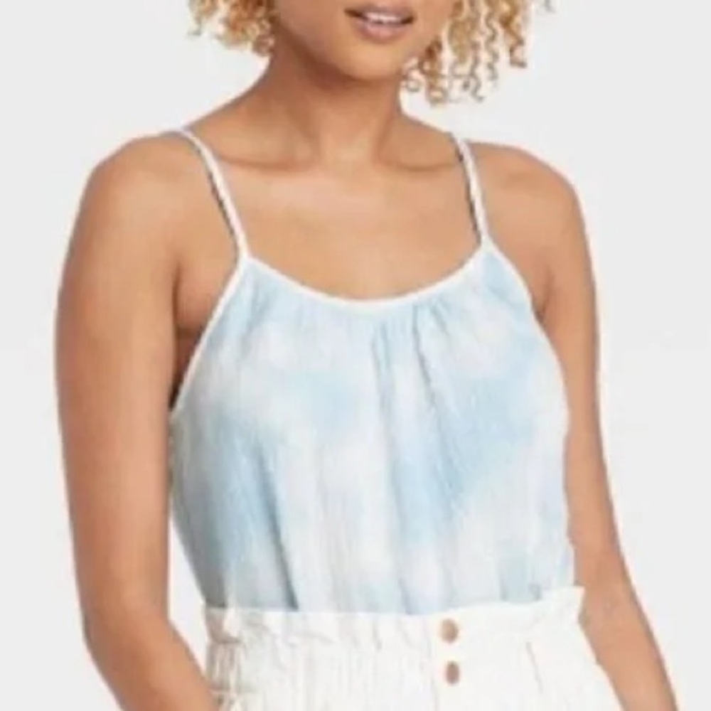 Universal Thread Gauze Light Blue Tie-Dye Spaghetti Strap Camisole